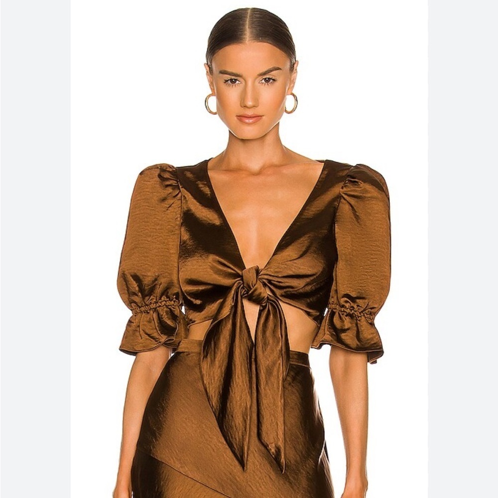 LPA Candy Women's Chocolate Brown‎ Tie-Front Top